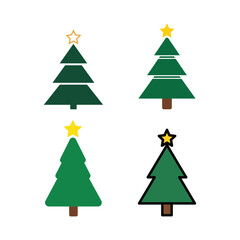 Christmas tree collection in vibrant colors Vector illustration