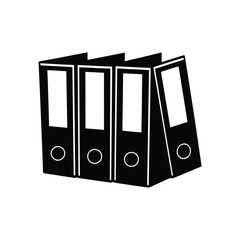 Four office binders standing up silhouette vector illustration