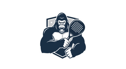 Intimidating Gorilla Paddler Dynamic Graphic with Paddle Tennis Racket for Sports Enthusiast