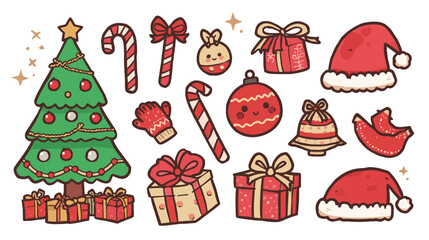 Cute Christmas Clipart Collection with Tree Gifts Candy Canes and Festive Elements