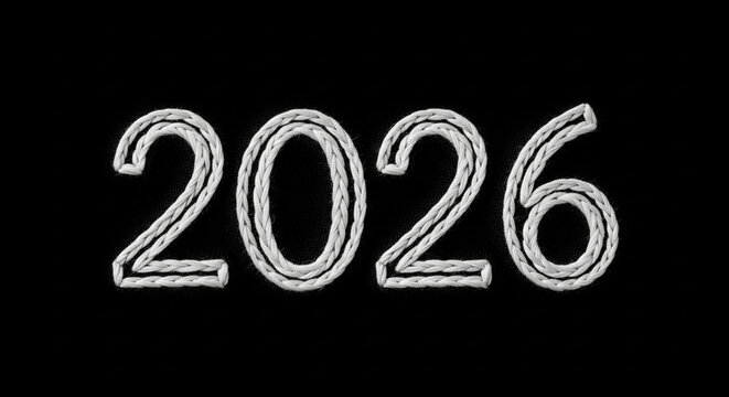 Embroidered 2026 text year design perfect for new year celebrations and future projects