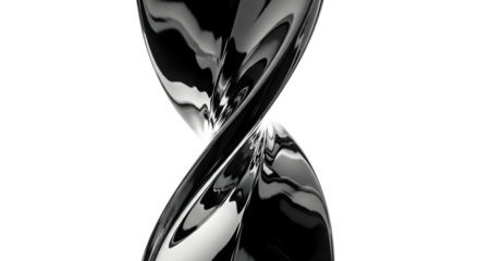 Black liquid metal abstract shape isolated on transparent background