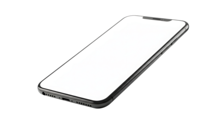Modern smartphone with blank screen isolated on transparent background