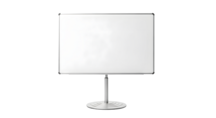 Whiteboard on a stand isolated on transparent background