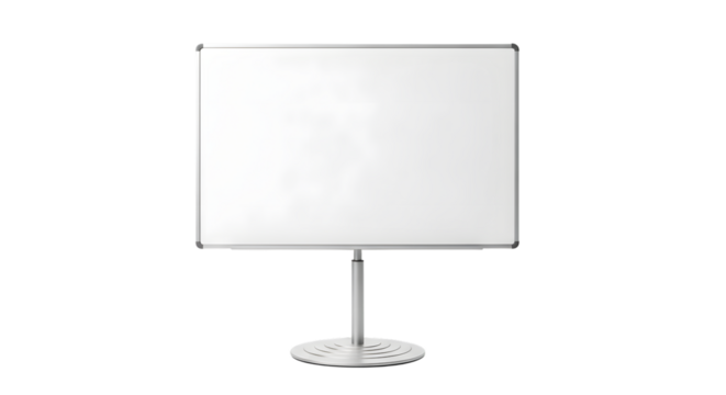 Whiteboard on a stand isolated on transparent background