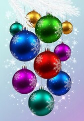 Fototapeta premium Christmas ball ornament with snowflake decoration on white background