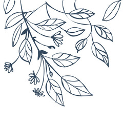 Flowers in the old style. Monochrome vector illustration.