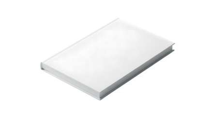 Blank white hardcover book isolated on transparent background