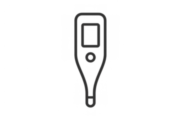 Digital medical thermometer icon measuring body temperature, monitoring health and identifying fever or sickness