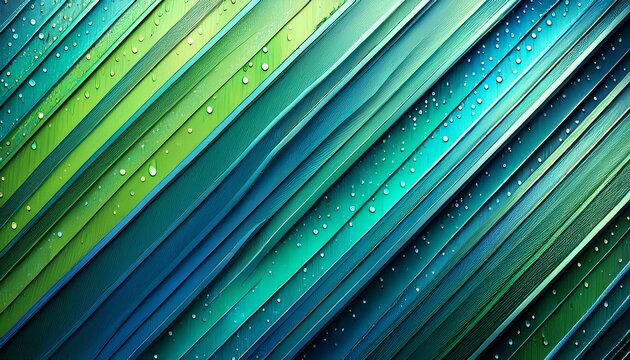 abstract textured background with diagonal lines and water droplets in blue and green hues