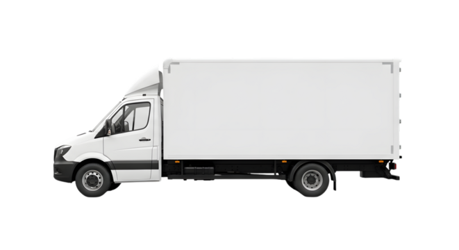 White delivery truck isolated on transparent background