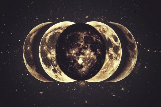 Phases of the moon: celestial alignment reflecting the mysteries of space and time