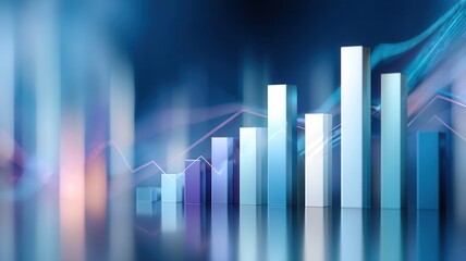 Data analysis visualization showing financial market growth and digital business trend graph with ascending line