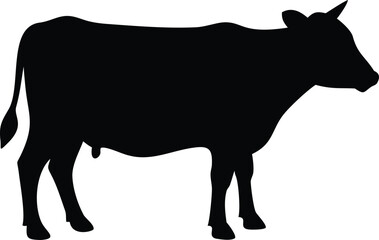 Black Silhouette of a Standing Cow animal farm