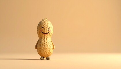 Cartoon peanut mascot with big smile and shoes