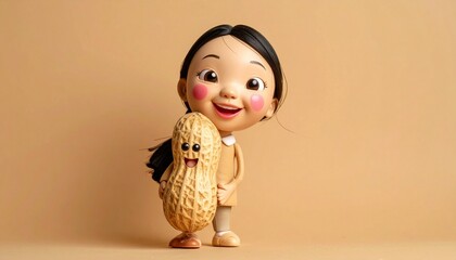 Cartoon peanut mascot with big smile and shoes