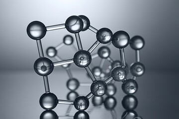 Science cosmetic technology 3d rendering. Beauty product molecular structure abstract biochemistry background concept.