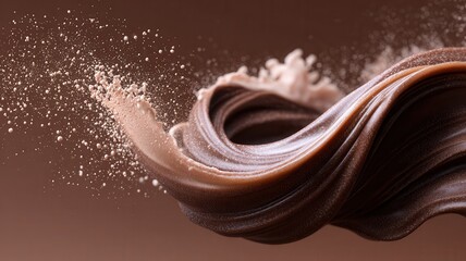 Splashing chocolate and milk waves creating a sweet beverage swirl and liquid brown delicious motion