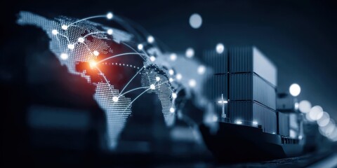 Fototapeta premium A unified global chamber where interaction strengthens compliance as partnership manages logistics and networking to enable progressive profit through steady collaboration