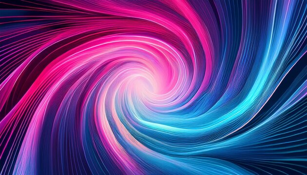 vibrant abstract swirl of pink and blue light waves