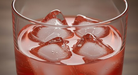 Refreshing summer beverage in glass with cubes of frozen water for cool hydration and enjoyment drink