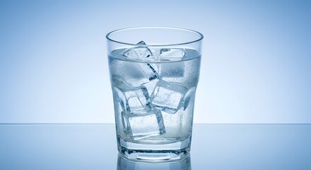 Refreshing glass of ice beverage: hydrating drink with ice cubes for summer refreshment and healthy lifestyle