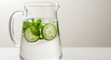 Refreshing cucumber mint infused water in glass pitcher for healthy hydration and detox beverage recipe ideas