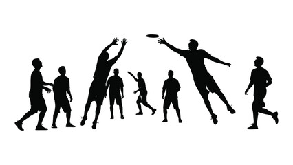 Ultimate frisbee game silhouettes isolated on white background, Vector