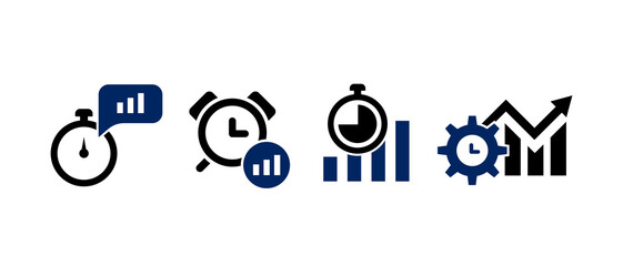 time to market icon vector illustration. time with chart icon in flat style - stock vector.