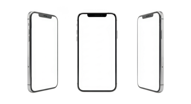 Modern smartphone isolated on transparent background for mockup design