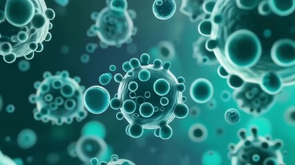 Microscopic view of viruses, showing their structure and composition.