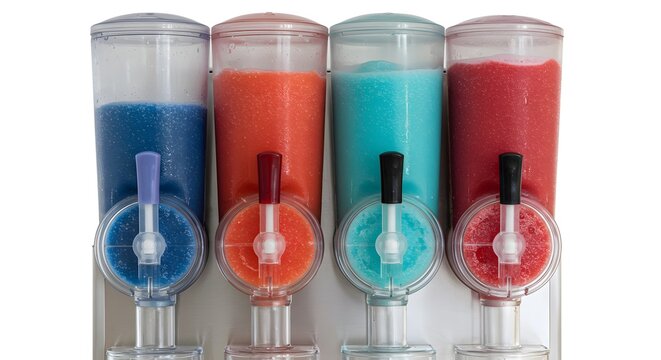 Frozen drink machine with assorted flavors for summer refreshment and beverage service for party event