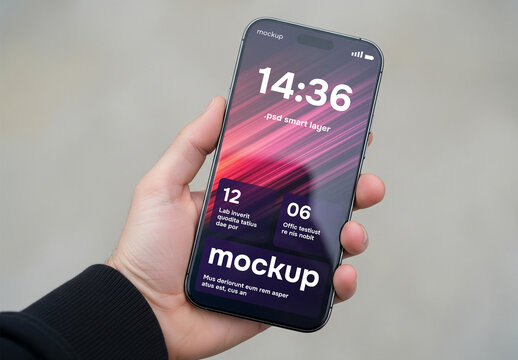 Close-Up Smartphone Mockup in Hand &ndash; PSD Smart Layer for Mobile UI Designs