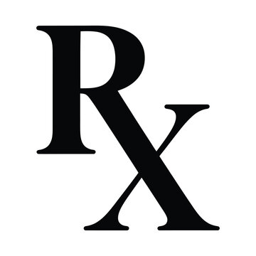 Black rx symbol on white background