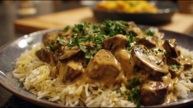 Beef Stroganoff With Creamy Mushroom Sauce And