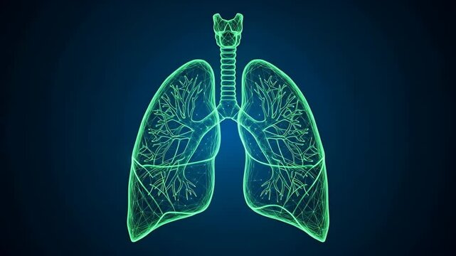 Anatomical Visualization: 3D Render of Healthy Lungs with Intricate Bronchial Structure for