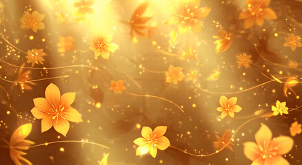 A beautiful display of golden flowers with glimmering light, creating a serene and uplifting atmosphere in nature's elegance.