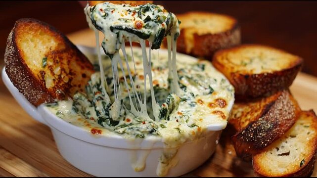 Creamy Spinach Artichoke Dip With Toasted Bread