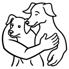 Human Hands Hugging Dogs – Pet Care, Love, and Adoption Concept Illustration