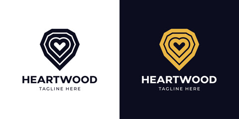 Heart Wood Logo. Wood Texture + Love
