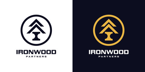 Iron Wood Logo Simple. Iron + tree