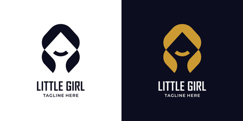 Little Girl Logo Application App Simple Minimalist