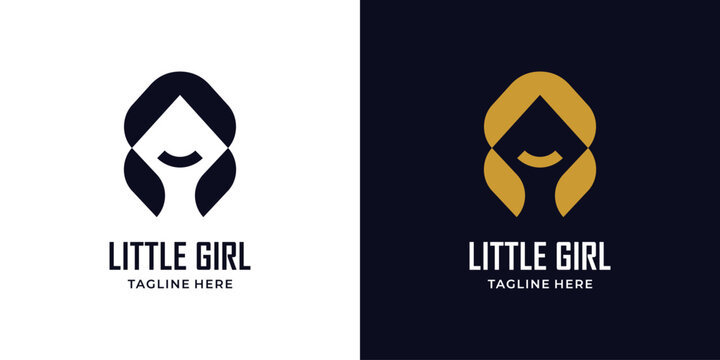 Little Girl Logo Application App Simple Minimalist