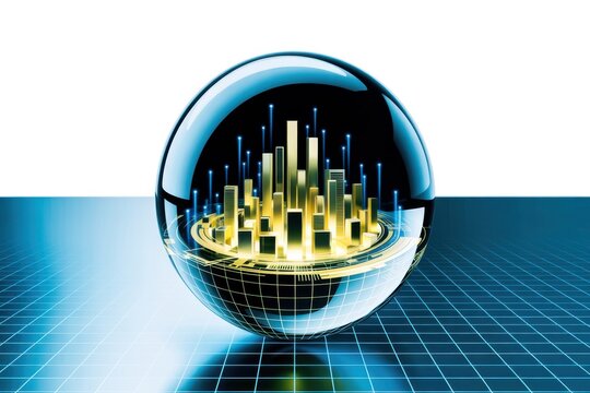 Futuristic Cityscape in a Sphere representing Global Connectivity and Technology
