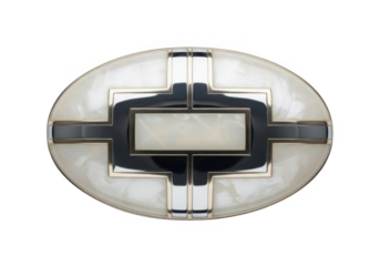 Futuristic circular device with black accents isolated on transparent background