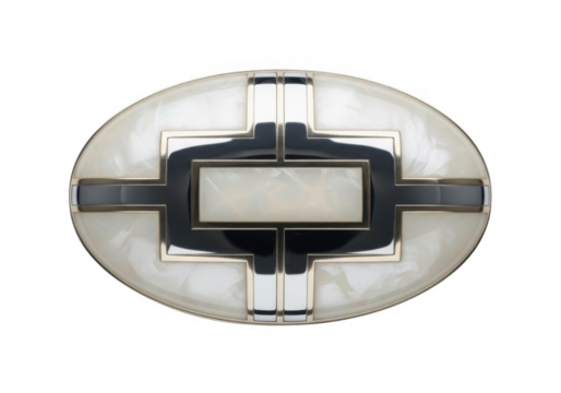 Futuristic circular device with black accents isolated on transparent background