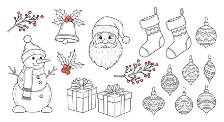 christmas elements set isolated on white background