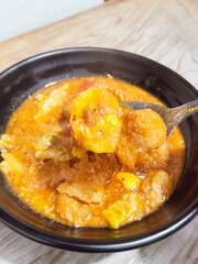 Spoonful Of Spicy Indonesian Seblak Crackers Dish Close Up