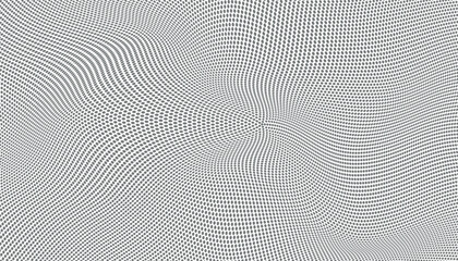 Twisted halftone dot warp background in grayscale