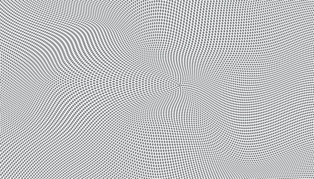 Twisted halftone dot warp background in grayscale